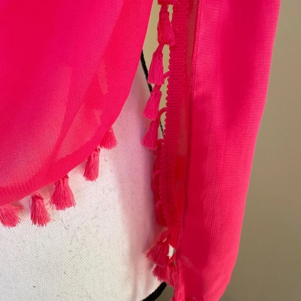 *JAZZLYN* Pink Sheer Fashion Tassel Scarf